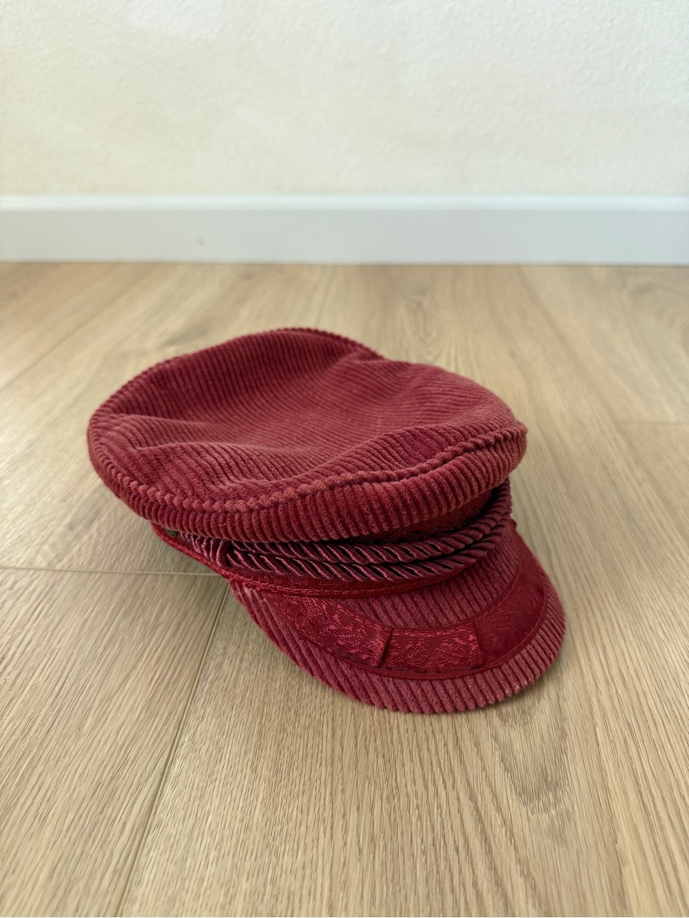 Brixton Corduroy Burgundy Baker Boy Cap